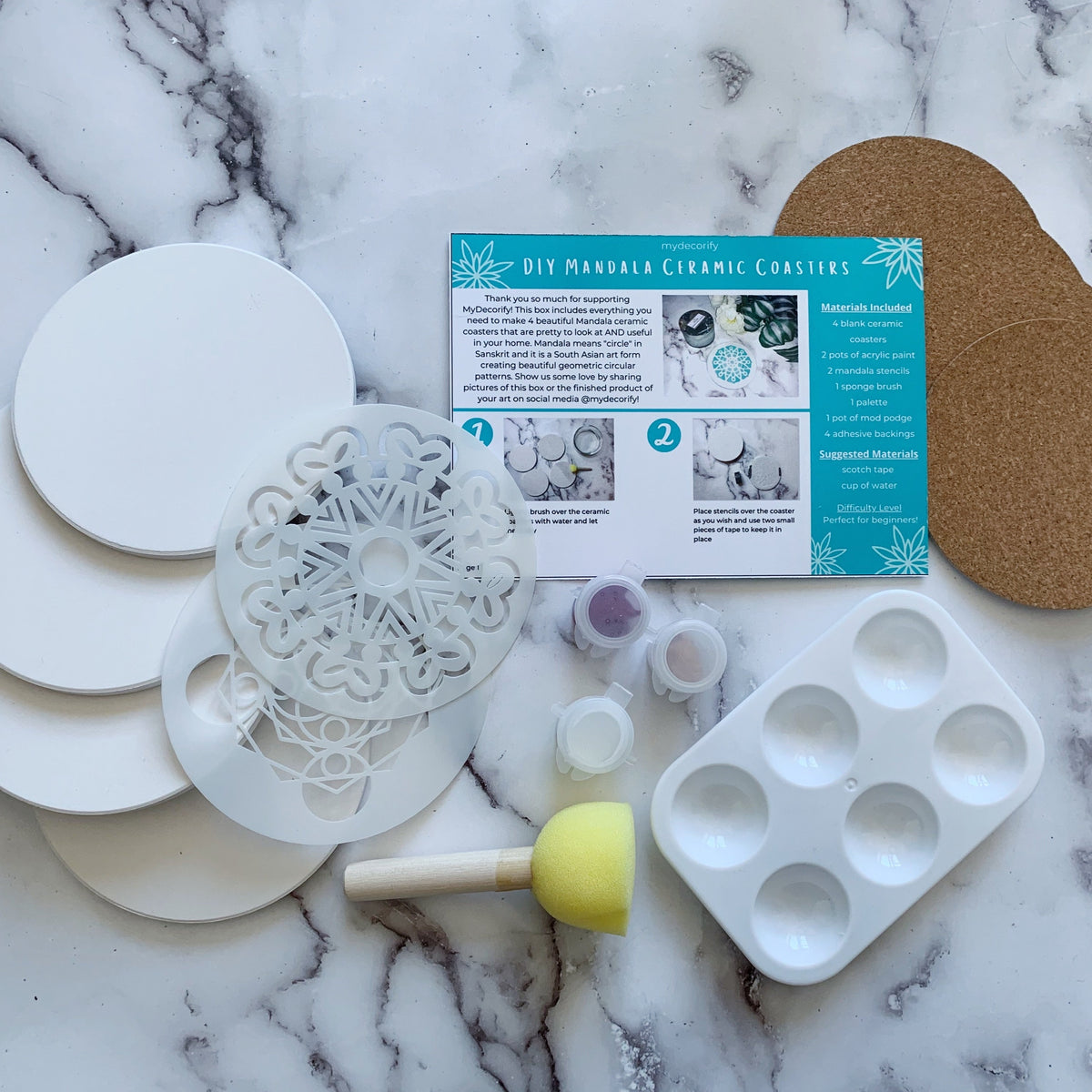 DIY Mandala Ceramic Coasters Kit